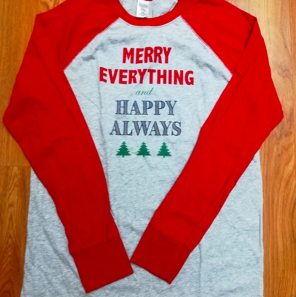 Merry Everything and Happy Always Baseball Tee Sz S